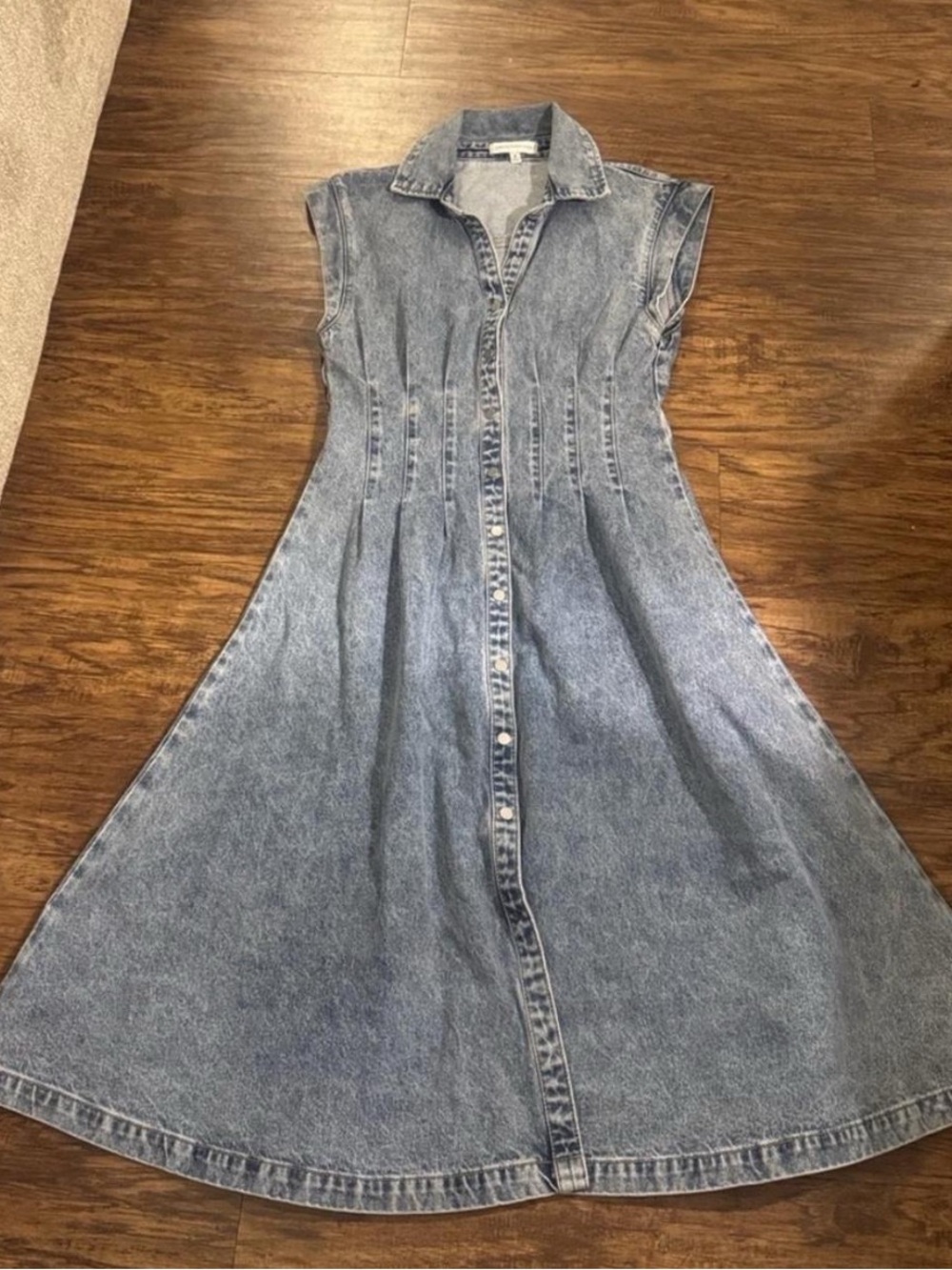 Torn by Ronny Kobo Light Blue Washed Denim Button-Front Midi Dress